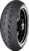 A motorcycle tire mounted on a wheel, shown against a white background. Produktbild-Vorschau