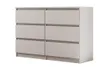A light gray dresser with six drawers against a white background. Produktbild-Vorschau