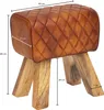 WOHNLING Sitzhocker Echtleder / Massivholz 40x48x27 cm Produktbild-Vorschau 3