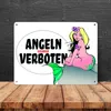 Angeln leider verboten Metallschild XXL in 28x38 cm in weiß Produktbild-Vorschau 4