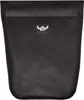 A black leather coin purse with a silver Viking helmet emblem. Anteprima dell’immagine prodotto