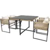 A square dining set with four chairs and a table, presented on a white background. Produktbild-Vorschau