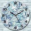 Wanduhr aus Glas Rund fi 30 Aquarell Palmblätter Quarz Deko Produktbild-Vorschau 1