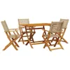 5-tlg. Garten-Essgruppe Beige Poly Rattan und Massivholz Produktbild-Vorschau 1