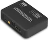 A black HDMI converter device shown from a diagonal top-down perspective on a light gray background. Voir les images du produit