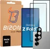 A product shot featuring packaging, a smartphone, and screen protectors. Produktbild-Vorschau