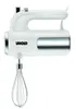 Der Unold Handmixer 3 in 1, ein weißer elektrischer Handmixer mit Chrom-Akzenten, wird mit zwei ange Produktbild-Vorschau