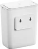 A white wall-mounted trash can with a lid and a mounting bracket on the back. Produktbild-Vorschau