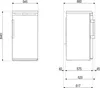 Technical drawings of a refrigerator with dimensions indicated. Produktbild-Vorschau