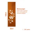 A rusty metal panel with a rose design and dimensions indicated. Produktbild-Vorschau