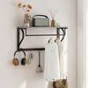 HOMCOM Wandgarderobe mit Ablage 70 cm Wandregal mit 5 Haken Produktbild-Vorschau 2