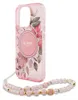A pink floral phone case with a beaded strap is displayed against a white background. Anteprima dell’immagine prodotto