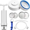 A collection of vacuum sealing accessories for Mason jars, including a manual pump, lids, a hose, and a bottle opener. Podgląd zdjęcia produktu