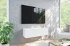 A modern living room with a wall-mounted TV and entertainment unit. Voir les images du produit