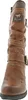 A close-up front view of a brown leather boot. Voir les images du produit