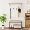 vidaXL Appendiabiti HILL, bianco e color miele, 90 x 35 x Anteprima dell’immagine prodotto 2