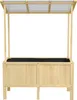A wooden raised garden bed with a clear plastic roof, shown against a white background. Produktbild-Vorschau