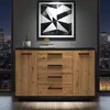 Dressoir Ines, 135 cm, met houtlook en zwarte details – 2 Productafbeelding-voorbeeld 1