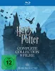 The image shows the Blu-ray packaging for the Harry Potter Complete Collection, featuring Hogwarts Castle and a bird in flight. Produktbild-Vorschau