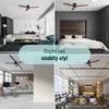 Collage of four different interior scenes showcasing ceiling fans. Náhled obrázku produktu