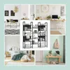 Libreria Relaxdays, 14 ripiani, effetto legno e metallo, Anteprima dell’immagine prodotto 3
