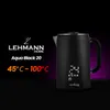 A black electric kettle with a digital display, placed on a dark background with brand logo and product details. Podgląd zdjęcia produktu