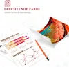 Marketing image showing graphs and a colorful parrot feather image, suggesting vibrant printing. Produktbild-Vorschau