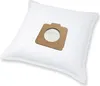 A white vacuum cleaner bag with a brown cardboard connector. Produktbild-Vorschau