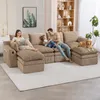 4-osobowa sofa modułowa w kolorze khaki z 2 pufami, narożna Podgląd zdjęcia produktu 4