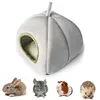 A pet bed shaped like a pumpkin with four small animals (rabbit, chinchilla, guinea pig, hedgehog) shown below it. Produktbild-Vorschau