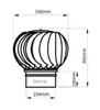 A technical drawing of a chimney cowl with dimensions indicated. Produktbild-Vorschau