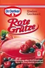 A package of Dr. Oetker Rote Grütze Himbeer Geschmack with an image of the prepared dessert and berries. Anteprima dell’immagine prodotto