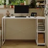 BIURKO KOMPUTEROWE STOLIK LOFT BIAŁE NOWOCZESNE Z PÓŁKAMI Podgląd zdjęcia produktu 3