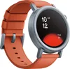 A smartwatch with an orange strap and a gray casing is shown against a white background. Voir les images du produit