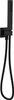 A black showerhead and hose set against a white background. Produktbild-Vorschau