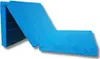 A folded blue mattress is shown on a white background. Voir les images du produit
