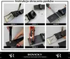 A collage of six images showing the steps to shorten a leather belt. Anteprima dell’immagine prodotto