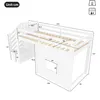 A diagram of a white bunk bed with dimensions indicated by lines and numbers. Produktbild-Vorschau