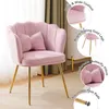 A pink velvet armchair with gold legs and a bow-shaped pillow, shown with callouts highlighting its features. Náhled obrázku produktu