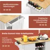 Collage of images showing features of a kitchen cart. Voir les images du produit