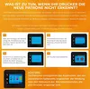An instructional graphic showing how to resolve an issue with a printer recognizing a new cartridge. Produktbild-Vorschau