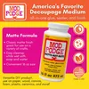 Marketing image for Mod Podge Matte Decoupage Medium, showing the product bottle and highlighting its features with text and icons. Produktbild-Vorschau