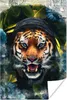 MuchoWow® Poster Tiger - Zeitung - Blumen 120x180 cm - Produktbild-Vorschau 1