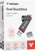 The image shows the retail packaging of a Verbatim Dual QuickStick USB drive. Náhľad obrázku produktu