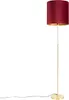 Stehleuchte Gold   Messing mit Veloursschirm Rot 40 40 cm Produktbild-Vorschau 1