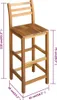 A wooden bar stool with dimensions indicated by purple lines and text. Náhľad obrázku produktu