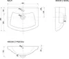 Technical drawing of a sink with dimensions. Produktbild-Vorschau