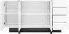 An open white sideboard with a black base, showing its interior shelves and drawers. Anteprima dell’immagine prodotto