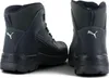 A pair of black Puma safety boots shown from the back and side. Produktbild-Vorschau