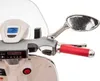 Close-up of the handlebars and dashboard of a white electric scooter. Podgląd zdjęcia produktu
